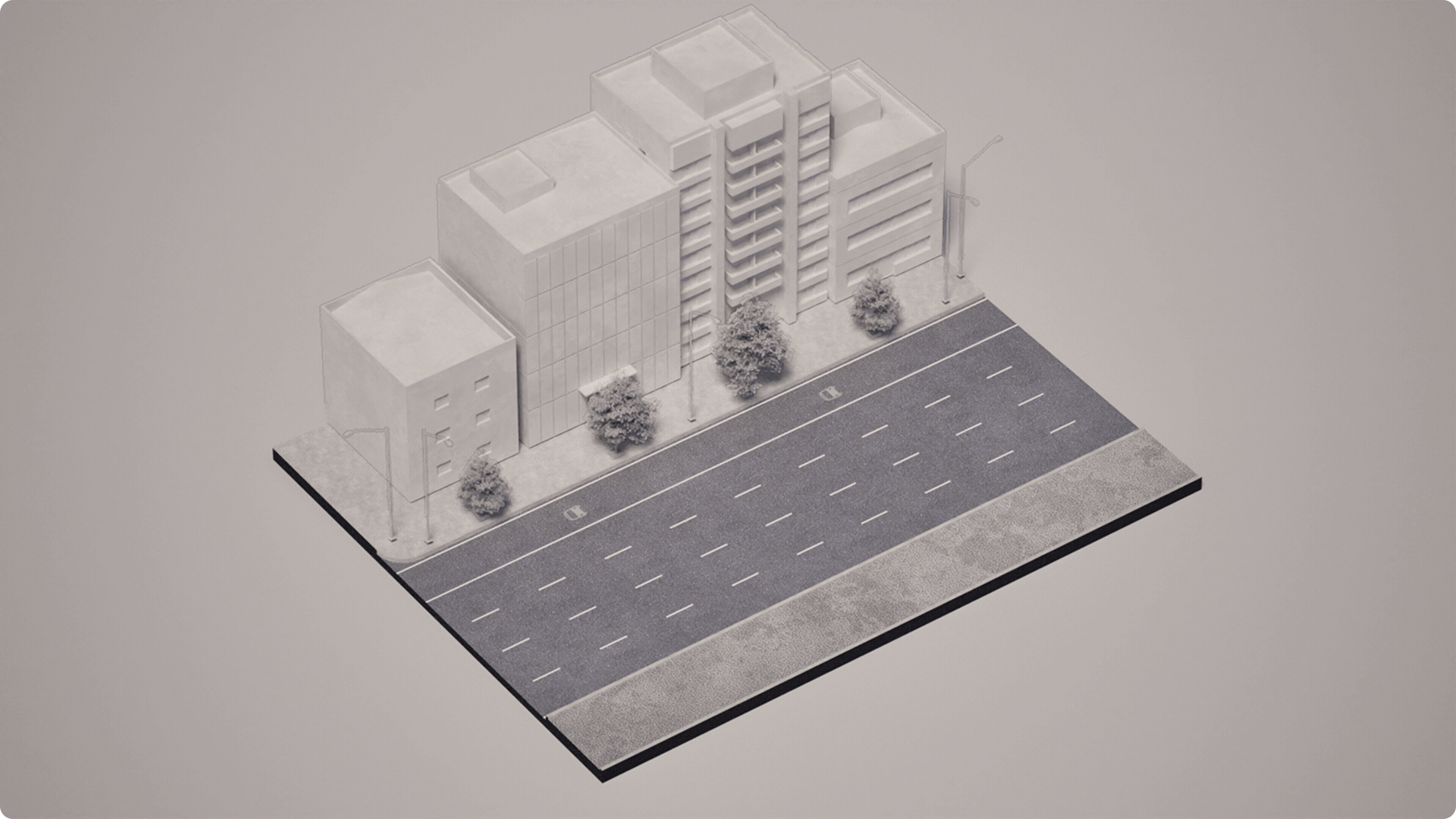 Desenho físico de via com faixa azul
